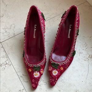 LK Bennett Red Embroidered Women's Shoes